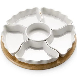360° Rotatable Serving Tray and Platters, 12 Inch Divided Serving Bowls for P... - Picture 1 of 8