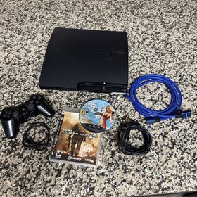 TESTED - PlayStation 3 PS3 Slim 120gb w/ Controller + Modern Warfare 2 / GTA 5