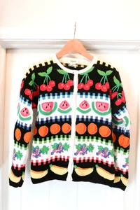 Vintage TALBOTS Strickjacke Pullover mit Früchten US Damen Größe: S - Bild 1 von 8