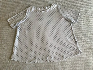 Croft & Barrow Women’s Top, Sz 2X, Black & White, Short Sleeves, Scalloped Neck, - Picture 1 of 8