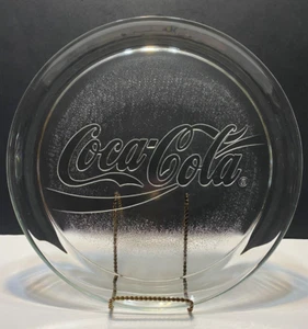LARGE Clear Glass "COCA~COLA" 13 Inch Serving Tray / Platter - Picture 1 of 7