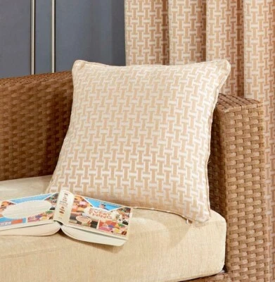 Cushion Cover Faux Wool Ochre 18" X 18" Geometric Square Decor Bed Sofa Pillows - Image 1 of 4