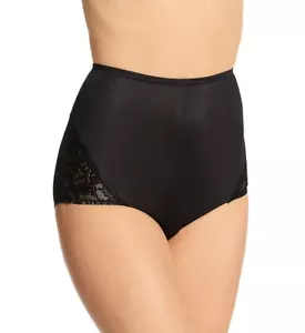 Three Shadowline Nylon Full cut Briefs with side lace Style 17082 Size 7 Black - Picture 1 of 2