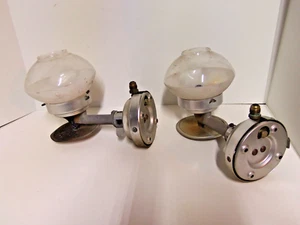 Vintage Pair of HUMPHREY Indoor Gas Lamp Lights w Heat Deflector & Pyrex Globes - Picture 1 of 14
