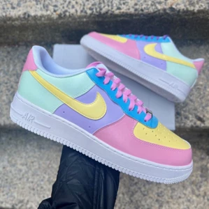 Air Force 1 Personalizado Domingo de Pascua 'Playful Pastel' Zapatos Mujer Rosa Púrpura Cordones - Imagen 1 de 23