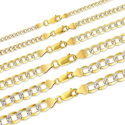 18K Gold Over Silver 3MM & 4MM Two Tone Diamond Cut Cuban Chain Necklace - Image 1 of 4