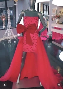 Ashley Lauren 4 BEADED STRAPLESS PINK RED Embellished PAGEANT Dress FUN FASHION - Picture 1 of 6