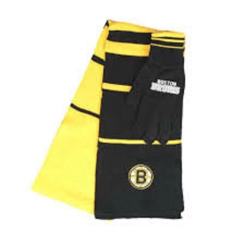 Boston Bruins Scarf & Glove Gift Set [NEW] NHL Hat Winter Cold Scarve Cover