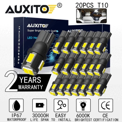 20x AUXITO Super Bright Canbus T10 194 168 LED Light Bulbs Xenon white Lamp 2825 - Image 1 of 4