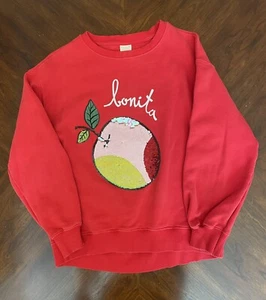 Zara Girls Collection Bonita Fruit Sequins Sweatshirt Size 13/14 Red - Picture 1 of 20
