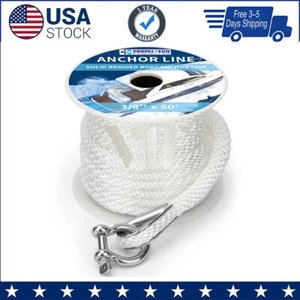 Anchor Rope Braided Anchor Line 3/8Inch 50 FT Premium Solid Braid MFP Boat Rop - Picture 1 of 7