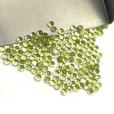 Natural Peridot Round Cabochon Semi Precious Loose Gemstone Lot 100 Pcs 3 mm - Image 1 of 4