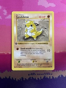 Pokemon Card Sandshrew Shadowless Base Set 1st Edition Common 62/102 Near Mint - Picture 1 of 2