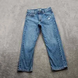 Wrangler Jeans Boys Size 7 Straight Leg Blue Denim Cowboy Western Distressed - Picture 1 of 11