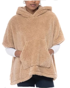 Poncho blush Jenni con cappuccio e tasca sherpa taglia unica - Foto 1 di 6