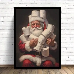 Father Christmas Santa Claus Xmas Funny Toilet Framed Art Picture 60cm x 40cm - Picture 1 of 5