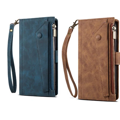 For Google Pixel 8 7 6 Pro 7A 6A 8 7 Zip Luxury Leather Wallet Case Phone Cover - Image 1 of 4