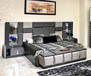 Schlafzimmer Luxus Doppelbett 2x Nachttische Komplettes Modern Einrichtung - Bild 1 von 4