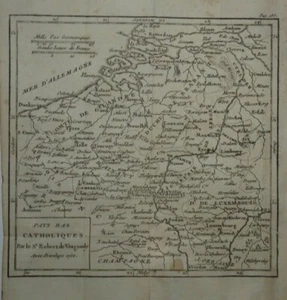Antique Map of Belgium & Luxembourg by Robert de Vaugondy 1750 - Picture 1 of 3