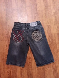 Phat Farm Boys SZ 12 Blue Distress Y2K Stains Hip Hop Jean Shorts Skateboard - Picture 1 of 7