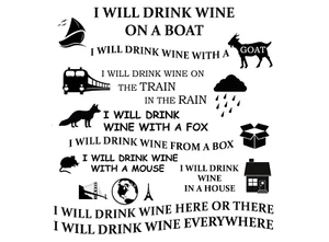 Wine Poem 2 pcs 3.75 Inch Black Fused Glass Decals - Picture 1 of 1