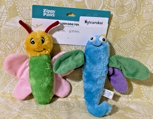 ZippyPaws 2-Pack CRINKLE BUTTERFLY & DRAGONFLY Plush  Dog Toy New -FREE SHIPPING - Picture 1 of 13