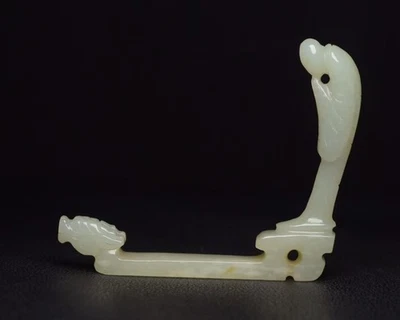 认证清朝和田玉手工雕刻香棒支架雕像11183 — 第 1/4 张图片