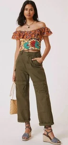 Anthropologie Love The Label Crop Top Women Ava Floral Boho Vacay Size Small NWT - Picture 1 of 10