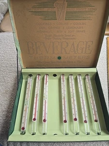 The Ohio Thermometer Company Beverage Complete Set Of 8 Vintage 1940 Green Spot - Picture 1 of 11