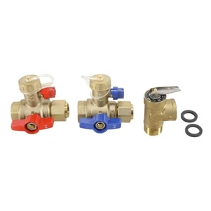 Rheem RTG20326 Tankless Water Heater Service Valve Kit Brass 3/4 FIP Union x FIP - Picture 1 of 5