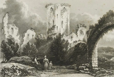 J. SHURY (19.Jhd), Ruinen des Schlosses von Nassau, Sst. Romantik Architektur - Bild 1 von 4