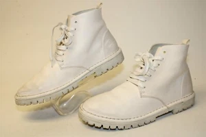 Marsell Womens Size 8 38 White Leather Lace Up Rubber Lug Italy Made Ankle Boots - Picture 1 of 24