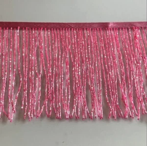 Por yarda-6"- NEÓN ROSA Vidrio CORNETA Cuentas Borde Borde Lámpara Disfraz - Imagen 1 de 1
