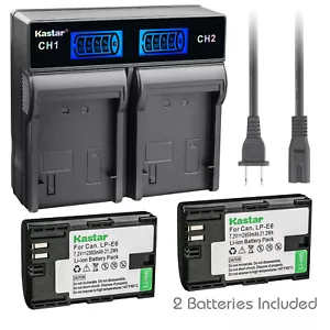 Kastar LP-E6 LPE6N Battery + LCD Dual Charger for Canon EOS 5D 6D 7D 60D 70D 90D - Picture 1 of 5