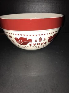 MASTERCLASS BAKE SHOP 4qt.  Batter Mixing Bowl Stoneware Red  Design And Rim - Picture 1 of 5