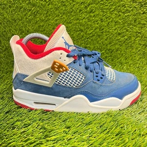 Nike Air Jordan 4 Retro Messy Room Boys Size 5Y Blue Athletic Shoes Sneakers - Picture 1 of 12