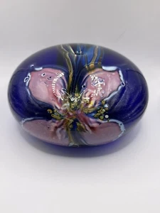 The Glasshouse Studio Seattle Eric Brakken Cobalt Art Glass 5.5” Oil Lamp Sign - Picture 1 of 12