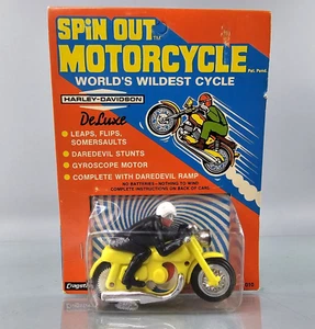 Vintage Cragstan Spin Out Motorcycle HARLEY DAVIDSON Deluxe Push 1970 RARE NEW - Picture 1 of 12