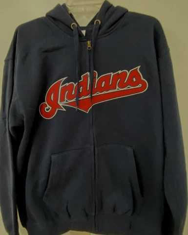 Cleveland Indians MLB Navy Zip Up Jacket One Sided Men's Size Large Cover