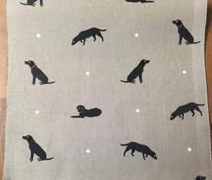 50cm x 50cm Square Sophie Allport Black Lab Labrador Dogs Cotton Duck Fabric New - Picture 1 of 6