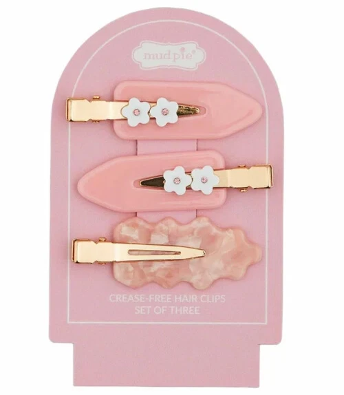 Грязь пирог малышка девочка розовый акриловый складки меньше заколки комплект из трех новый - Изображение 1 из 1