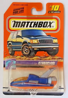 Matchbox Hydroplane Racing Boat, azul e laranja, perfeito estado no cartão de 1999. - Imagem 1 de 4