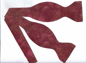 Red & Gold Bow tie, Metallic Gold Dust on Burgundy Red, Formal, Self-tie Bow tie - Picture 1 of 5