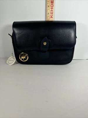 Immaculate Vintage Hunting World azul marino cuero de vaca Londres grano ancho Poche Foto 1 de 4