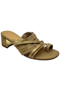 Donald Pliner Women's Marlow Metallic Suede Heeled Sandal Sand - Picture 1 of 3