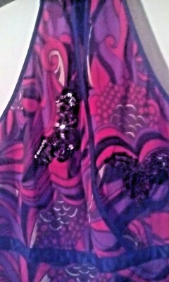 Coast  Resort wear Pure Silk  Floral multicoloured sequin Halterneck Top in sz8 - Image 1 of 4