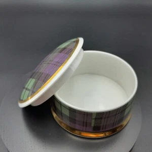 Falcon China Ornament Trinket Box Table Tartan Design Blue/Green - - Picture 1 of 11