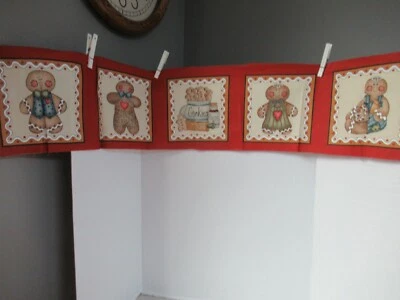  Dianna Marcum Gingerbread Fabric  Panel Squares Christmas Cotton 5 BLOCKS  NEW - Image 1 of 4