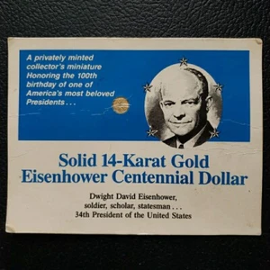 Dwight D. Eisenhower Commemorative 30th Anniversary Solid Gold Coin 1990 - Picture 1 of 6
