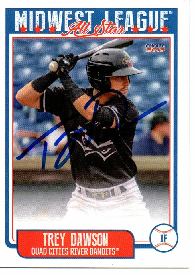 Trey Dawson 2019 Quad Cities Midwest League All Star Game Signed Card - Image 1 of 1